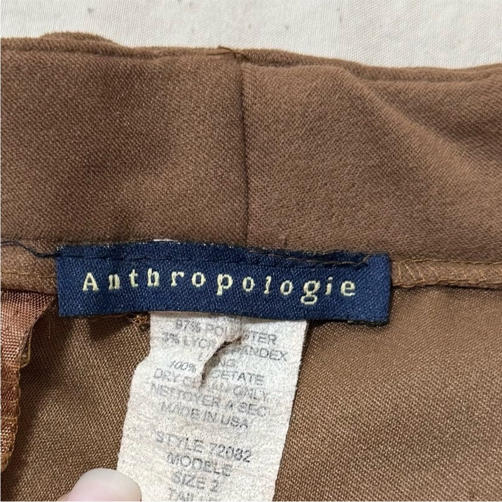 Vintage Anthropologie Women’s Brown Faux Suede High Rise Flare Pants Size 2 - Picture 9 of 10